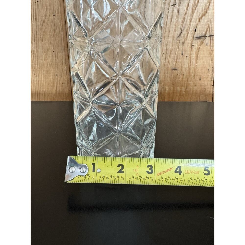 Vintage Mid Century Diamond Pattern Glass Whiskey Decanter 1950s/60s 12” - Picture 10 of 16